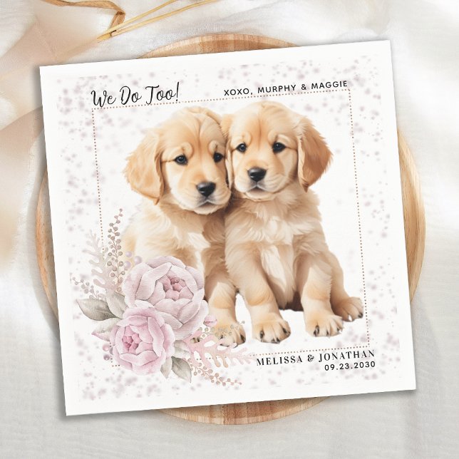 Serviette En Papier Nous faisons Trop Golden Retriever Rose Floral Mar (Créateur téléchargé)