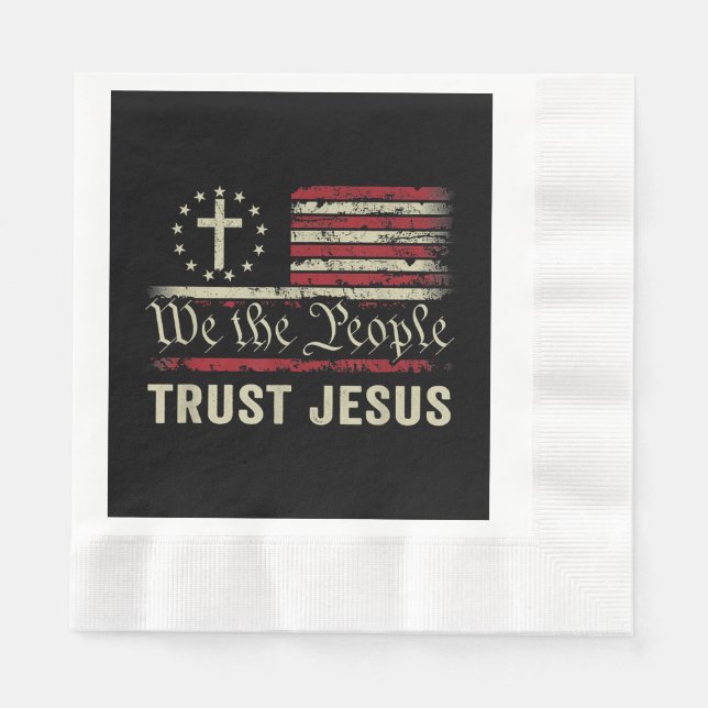 Serviette En Papier Nous Le Peuple Confiance Jésus - USA Drapeau Chris (Devant)