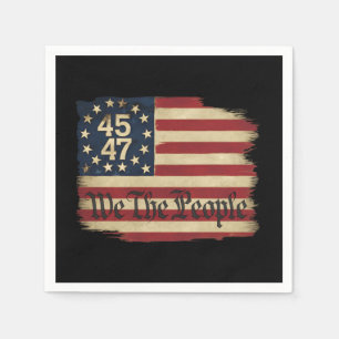 Serviette En Papier Nous Le Peuple Trump 45 47 Déchiré Drapeau Vintage