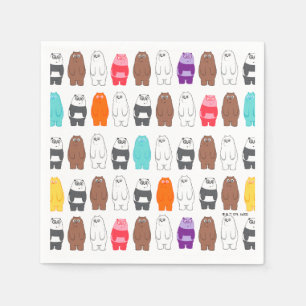 Serviette En Papier Nous Ours nu Motif d'ours coloré