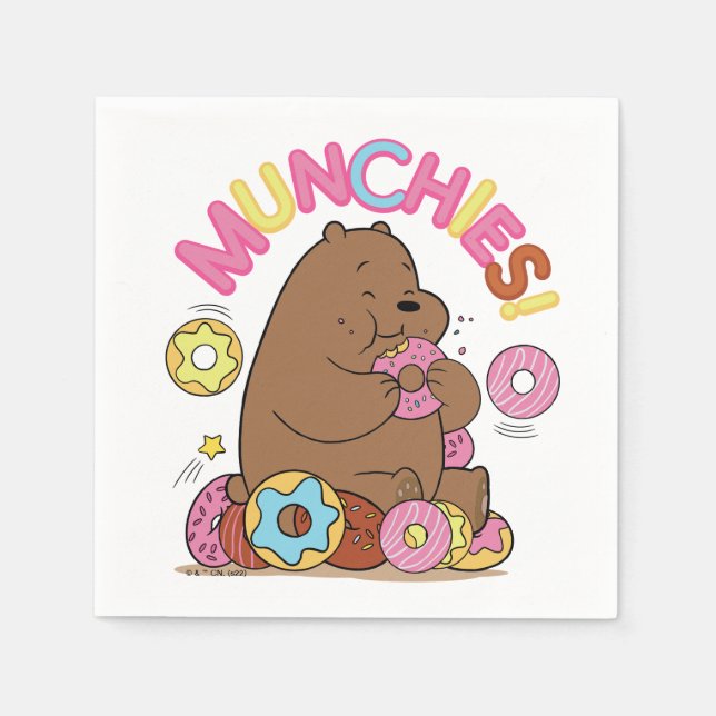 Serviette En Papier Nous Ours Nus - Grizz Donut Munchies! (Devant)