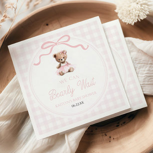 Serviette En Papier Nous Pouvons à Peine Attendre Ours en Peluche Rose