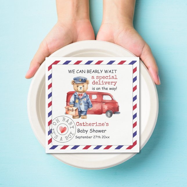 Serviette En Papier Nous pouvons attendre avant le Baby shower de livr (Créateur téléchargé)