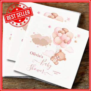 Serviette En Papier Nous Pouvons Attendre Pink Pooh Baby shower Ours