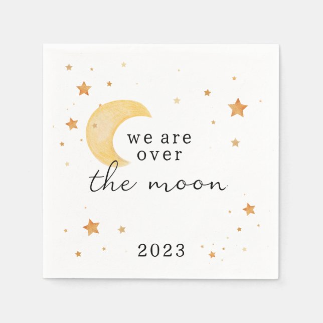 Serviette En Papier "Nous sommes au-dessus de la lune" baby shower pap (Devant)