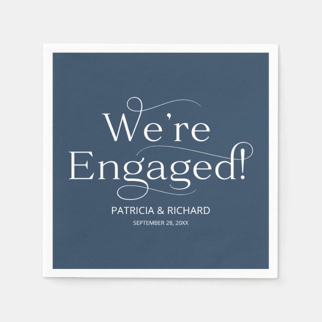 Serviette En Papier Nous sommes Engaged Engagement Party Blue (Devant)