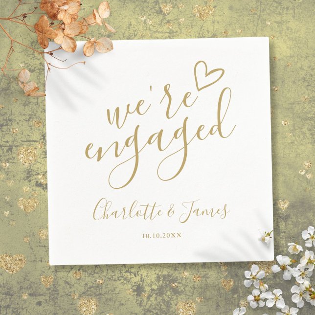 Serviette En Papier Nous sommes Engaged Engagement Party Chic Gold (We're Engaged Engagement Party Chic Gold Napkins)