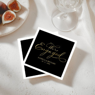 Serviette En Papier Nous sommes engagés Black Gold Engagement Party