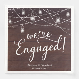 Serviette En Papier Nous sommes engagés Rustic Engagement Party