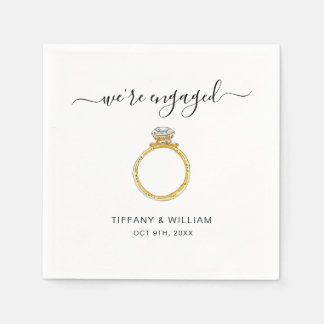 Serviette En Papier Nous sommes fiancés Élégant bague de fiançailles f