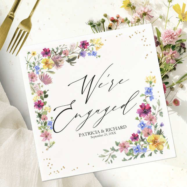 Serviette En Papier Nous sommes fiancés Fête de fiançailles Boho Wildf (Créateur téléchargé)