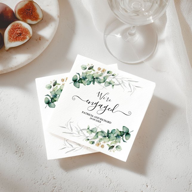 Serviette En Papier Nous sommes fiancés Greenery Or Engagement (Créateur téléchargé)