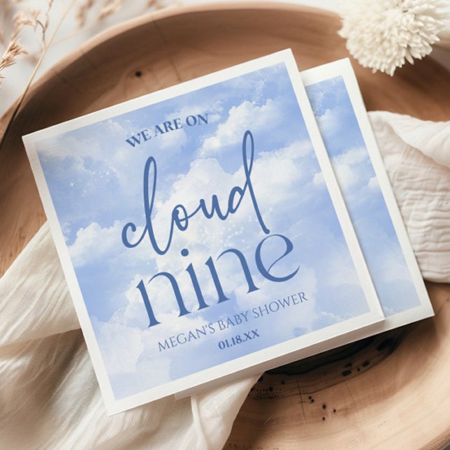 Serviette En Papier Nous Sommes Sur Cloud Neuf Baby shower Bleu (Créateur téléchargé)