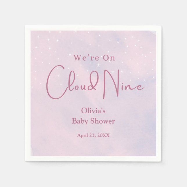 Serviette En Papier Nous sommes sur le Baby shower Cloud Nine Girl (Devant)