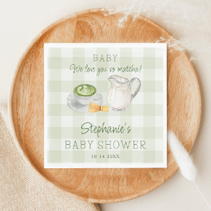 Serviette En Papier Nous Vous Aimons Tellement Matcha Vert Gingham Bab