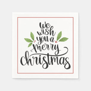 Serviette En Papier Nous vous souhaitons un joyeux script Holly de No