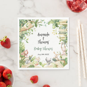 Serviette En Papier Nouveau chapitre Baby Shower Animaux de la forêt