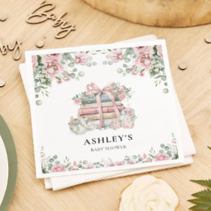 Serviette En Papier Nouveau chapitre Bow rose Baby shower floral