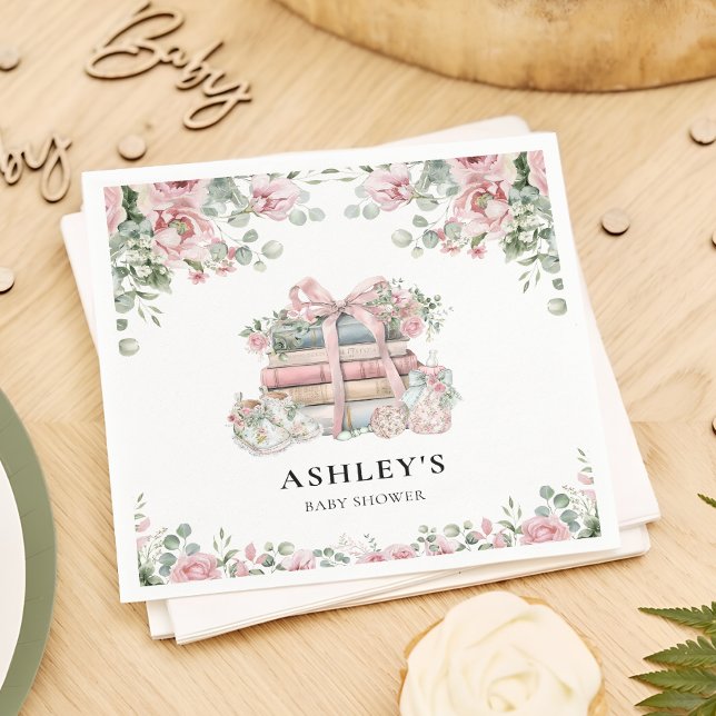 Serviette En Papier Nouveau chapitre Bow rose Baby shower floral (Créateur téléchargé)