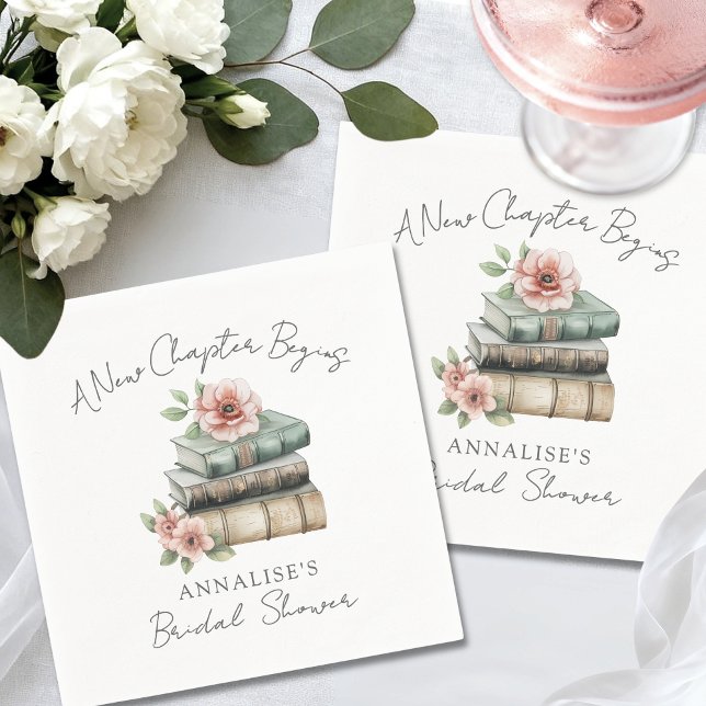 Serviette En Papier Nouveau Chapitre Floral Livre Baby Shower de Marié (New Chapter Floral Book Bridal Shower Napkins)