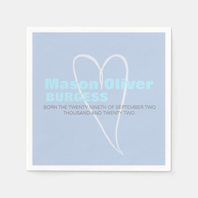 Serviette En Papier Nouveau Coeur bébé garçon (Devant)
