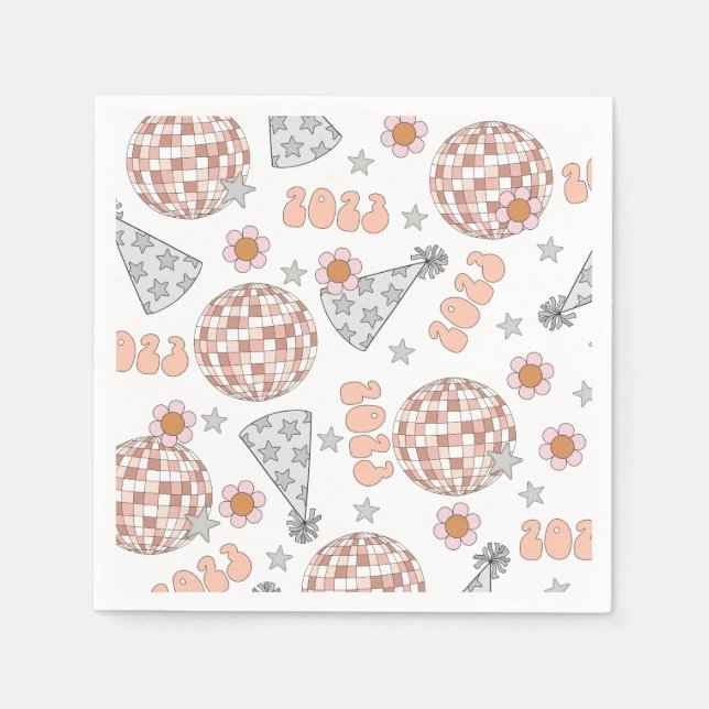 Serviette En Papier Nouvel An 2023 Retro Disco Ball (Devant)