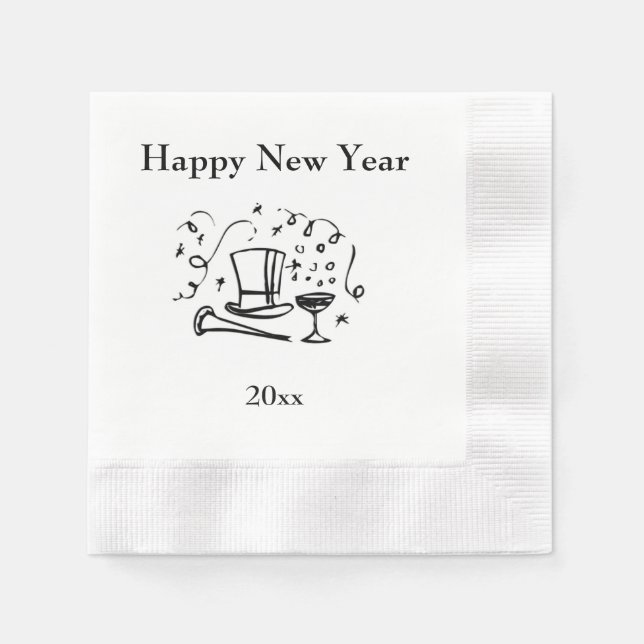 Serviette En Papier Nouvel An Bonne année avec année (Devant)