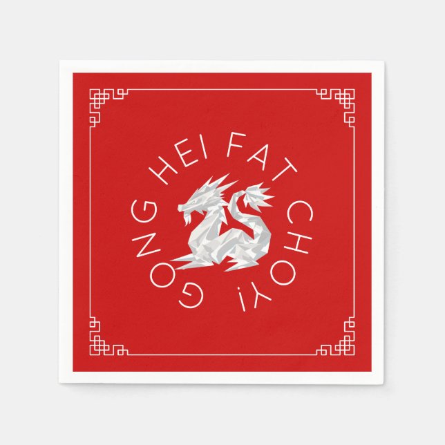 Serviette En Papier Nouvel An chinois Origami Dragon Naples (Devant)