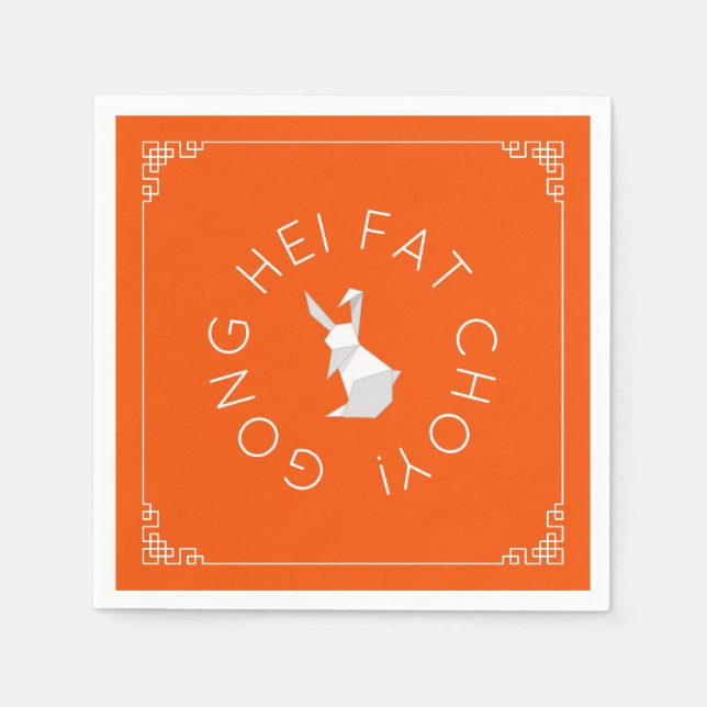 Serviette En Papier Nouvel An chinois Origami Lapin serviettes (Devant)