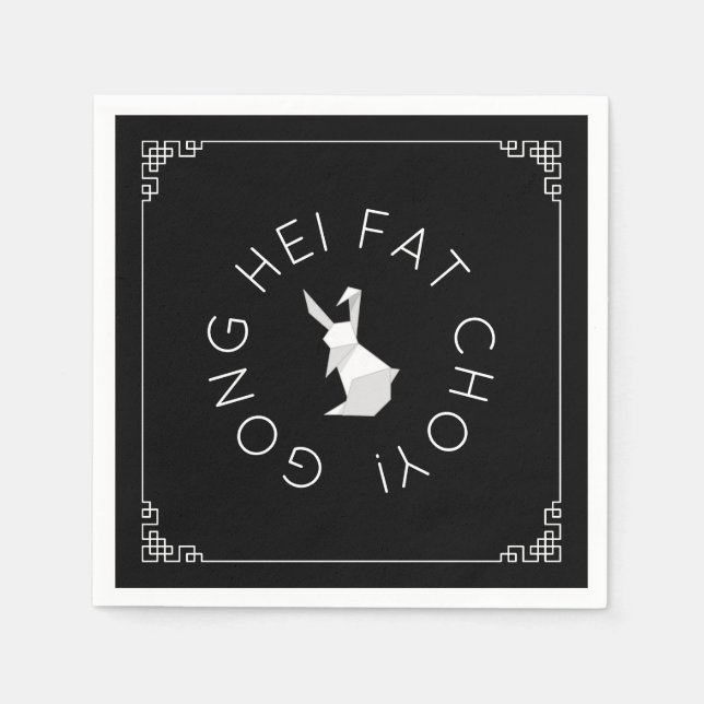 Serviette En Papier Nouvel An chinois Origami Lapin serviettes (Devant)