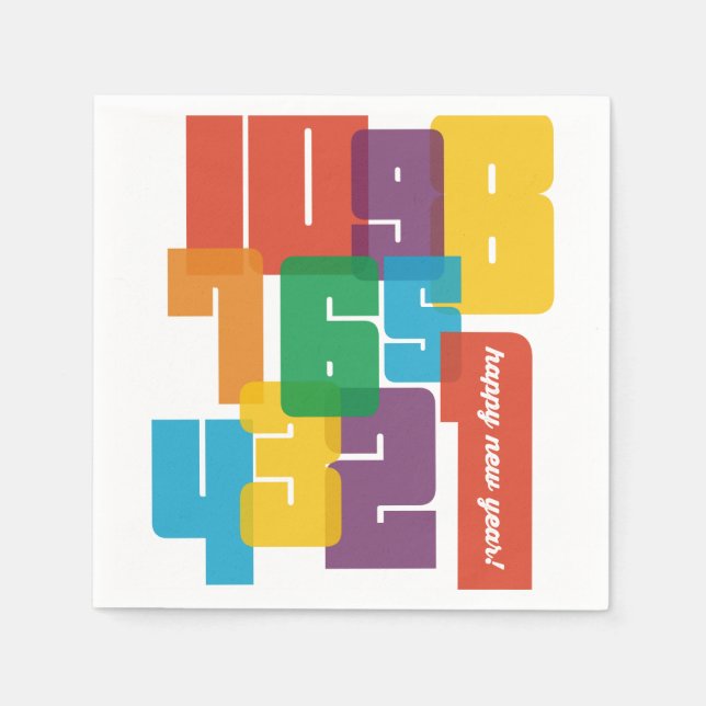 Serviette En Papier Nouvel An coloré (Devant)