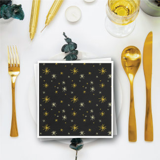 Serviette En Papier Nouvel An Moderne Gold Starburs Motif élégant