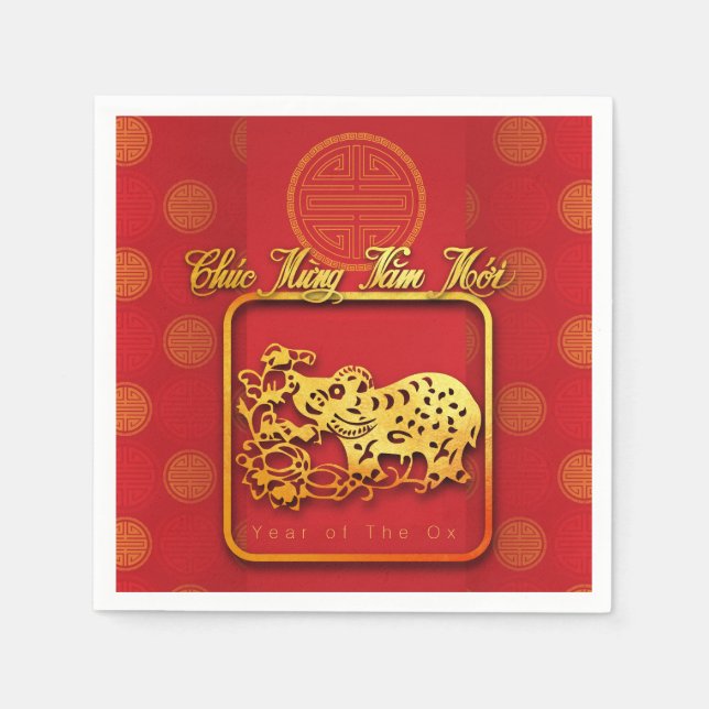 Serviette En Papier Nouvel an vietnamien OX papier coupé PN (Devant)