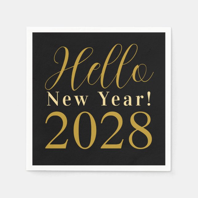 Serviette En Papier Nouvel an's Eve Party Black Gold (Devant)