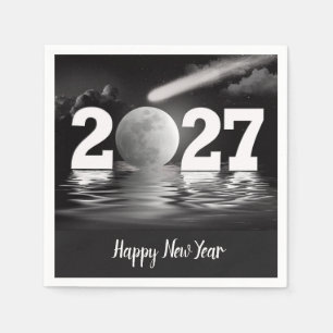 Serviette En Papier Nouvelle Année 2027 Pleine Lune avec Comète