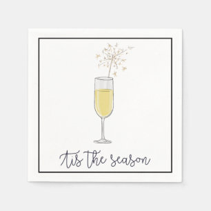 Serviette En Papier Nouvelle Année Champagne Sparkler Black Border