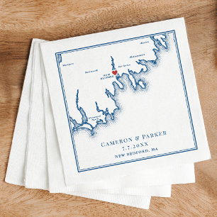 Serviette En Papier Nouvelle carte de Bedford MA bleu marine pour mari