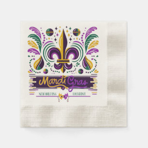 Serviette En Papier Nouvelle-Orléans Mardi Gras jaune violet vert