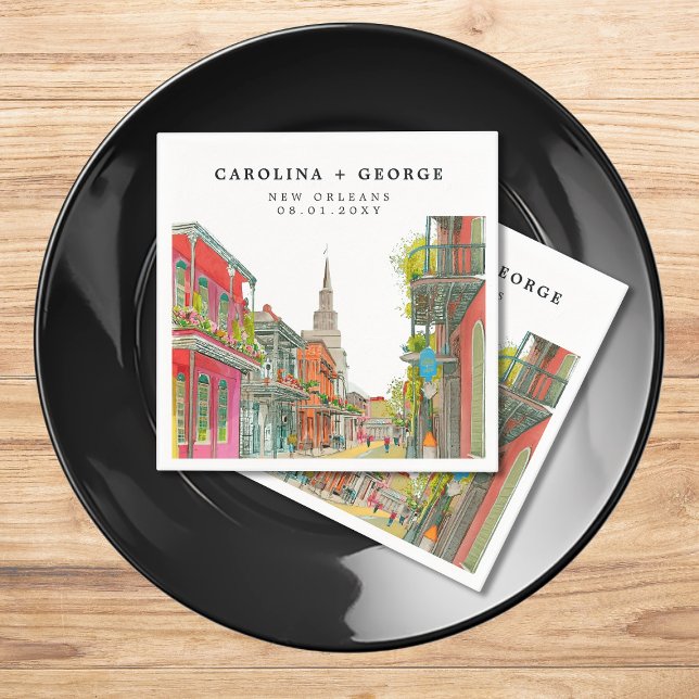 Serviette En Papier Nouvelle-Orléans Nola Louisiana - Mariage d'aquare (Créateur téléchargé)