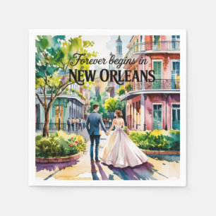 Serviette En Papier Nouvelle-Orléans NOLA Mariage d'aquarelle