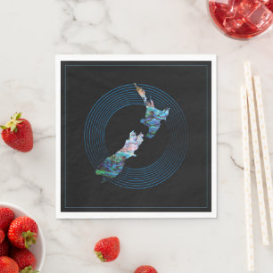 SERVIETTE EN PAPIER NOUVELLE-ZÉLANDE CARTE ANNEAUX PAUA NAPKIN