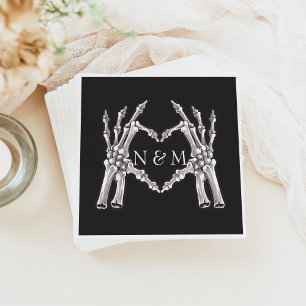 Serviette En Papier NOVA Halloween Skeleton Mariage des mains du coeur