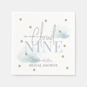 Serviette En Papier Nuage 9 Étoiles Dorées Bridal Shower Aquarelle Ble