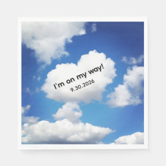 Serviette En Papier Nuage de cœur fantaisiste "J'arrive !" Baby Shower