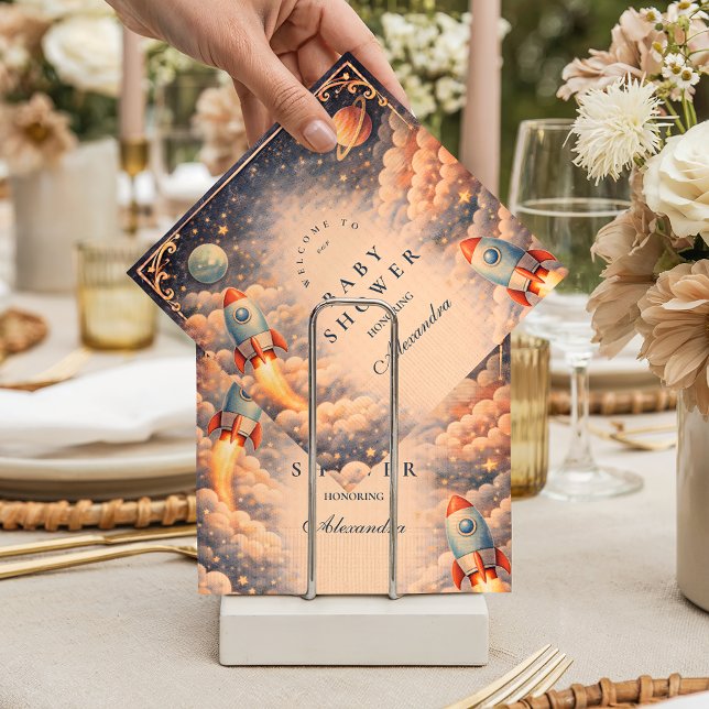 Serviette En Papier Nuage de fusée spatiale Baby Shower (Créateur téléchargé)