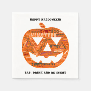 Serviette En Papier Nuage de mots Citrouille sculpté Halloween personn