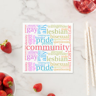 Serviette En Papier Nuage de mots de la communauté arc-en-ciel LGBTQ+