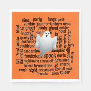 Serviette En Papier Nuage de mots Halloween fantomatique