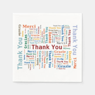 Serviette En Papier Nuage de mots Merci dans 5 langues