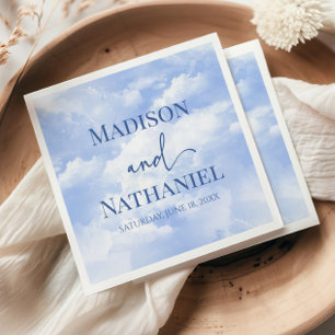 Serviette En Papier Nuage élégant de rêve scintillant bleu blanc pour